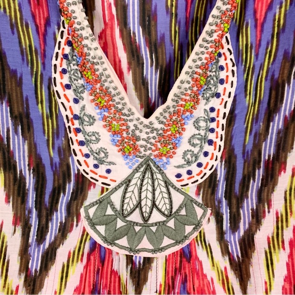 Nanette Lepore Ikat Beaded Tunic Coverup Dress Small - Picture 4 of 8
